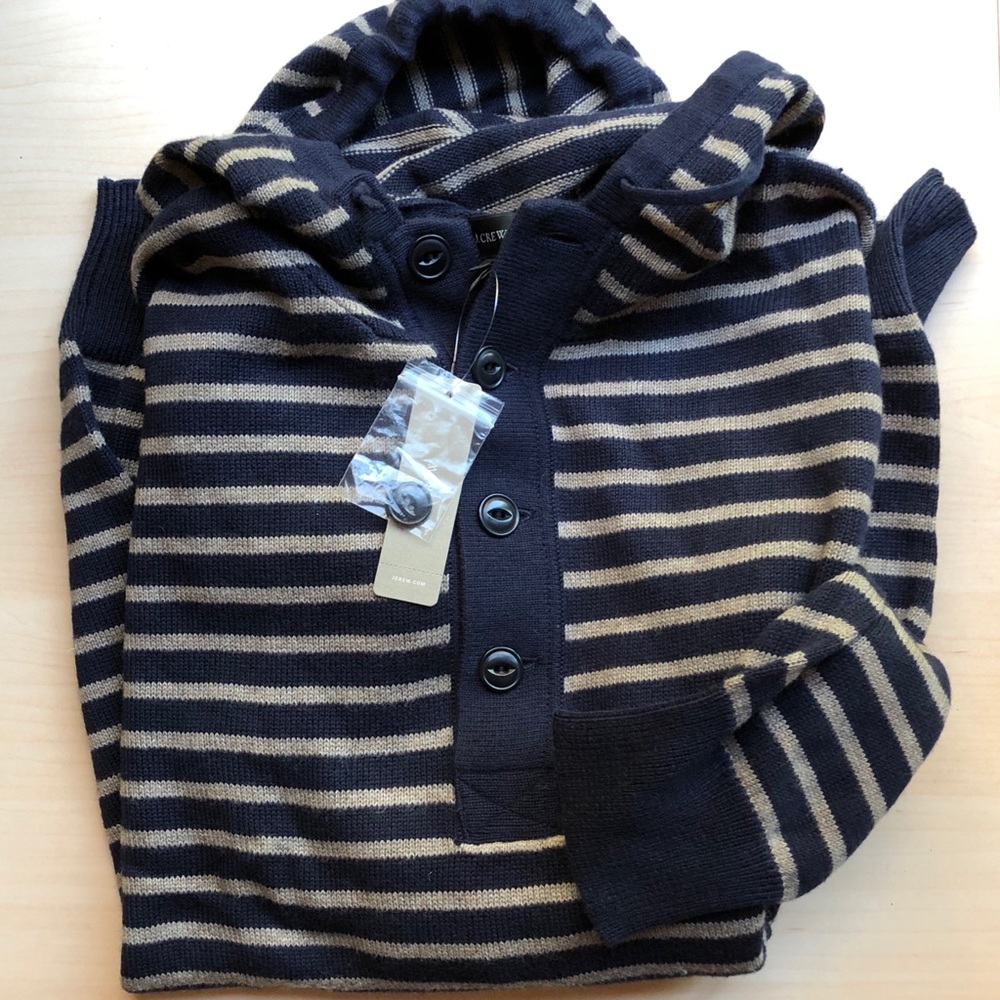 J. Crew Men’s Medium Striped Hooded Sweater